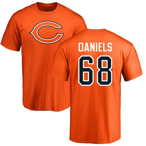 Chicago Bears Men Orange James Daniels Name and Number Logo NFL Football #68 T Shirt->nfl t-shirts->Sports Accessory